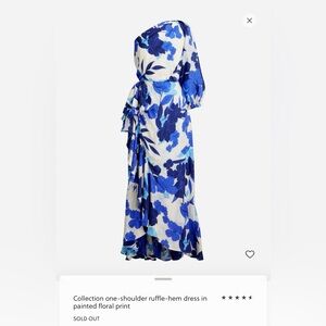 J. Crew Collection White Maxi Dress with Blue Floral Print